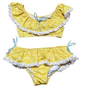 Wildling Well Dressed Wolf Girls Yellow Bikini Swimsuit Size 8